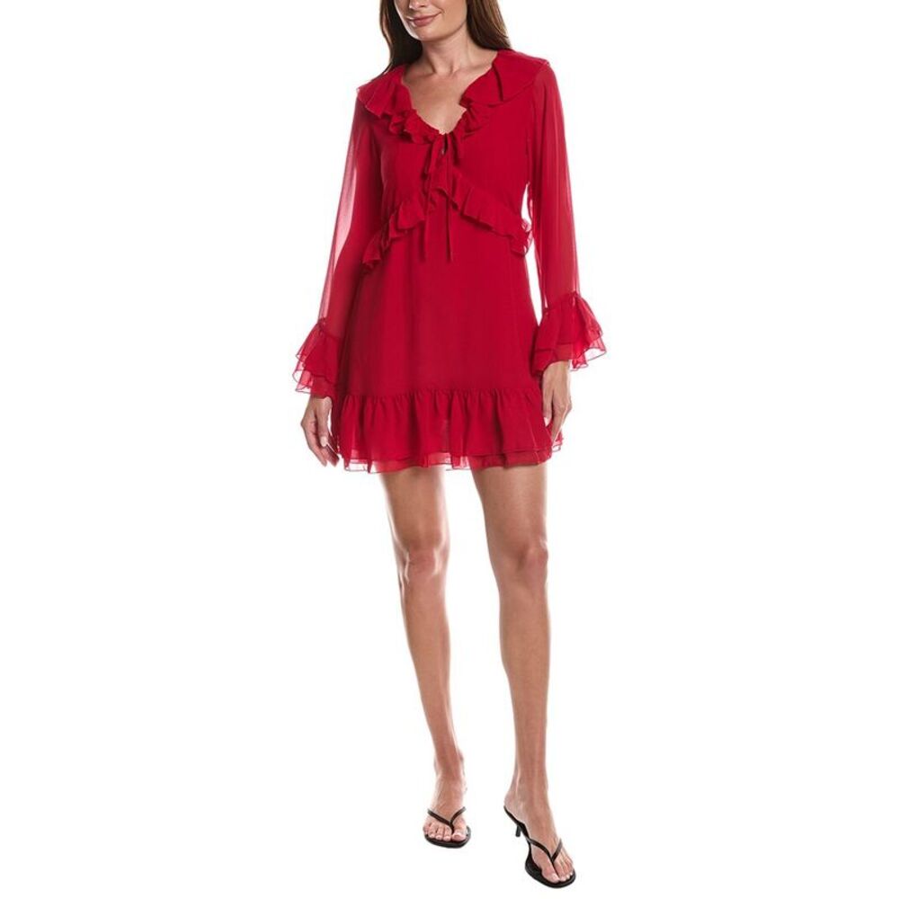 Layered With Love Womens  Rosaria Printed Lace Mini Dress, Red